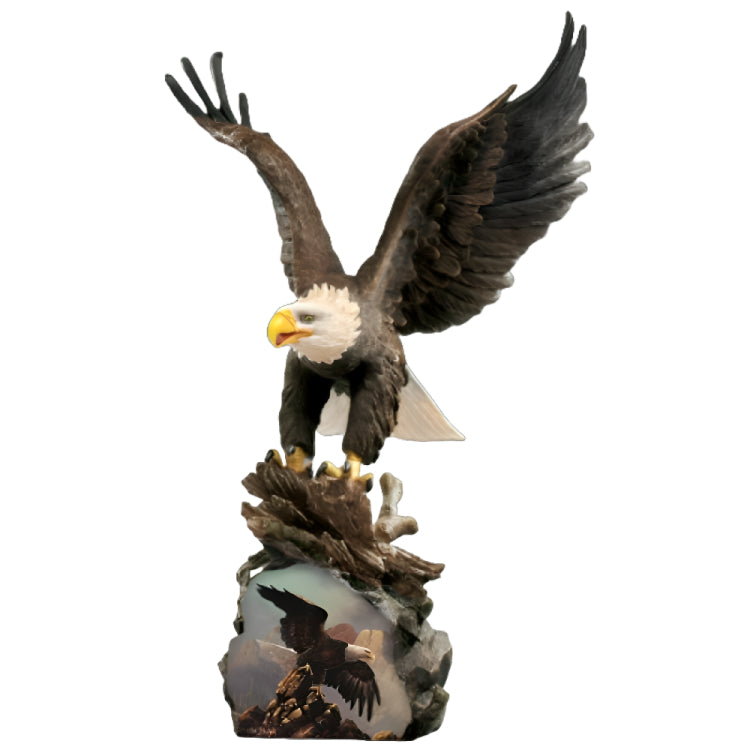 The Bradford Exchange Coastal Hunter Winged Protectors Sculpture Collection Issue #3 Majestic Eagle Taking Flight Handcrafted Sculpture with Full-Color Image by Ted Blaylock 13-inches