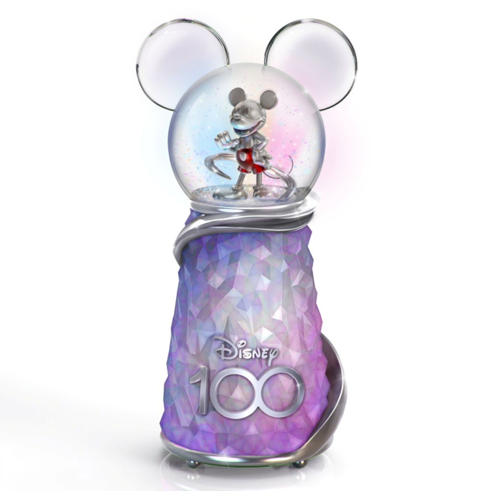 The Bradford Exchange Disney 100 Years of Wonder Masterpiece Glitter Globe Mickey Mouse Collectible with Color-Changing Lights 10.5-inches