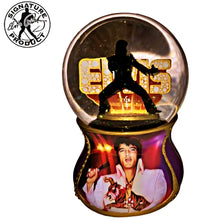 Load image into Gallery viewer, The Bradford Exchange Elvis Burning Love Glitter Globe Collection Issue #8 “Unchained Melody” Musical Snow Globe with Elvis Silhouette and Artwork by Nate Giorgio 6-inches
