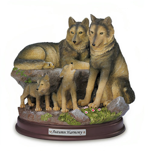 The Bradford Exchange Autumn Majesty The Protectors Of The Pack Collection Issue #14 Realistically Hand Painted & Likelife Detail Wolf Sculpture 8-inches - RCE Global Solutions