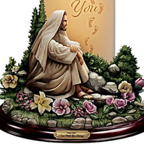 Load image into Gallery viewer, The Bradford Exchange Footprints Candle 24-hour timer Lights on and Off with with Imagery of Our Lord Sculpture by Greg Olsen 9-inches - RCE Global Solutions
