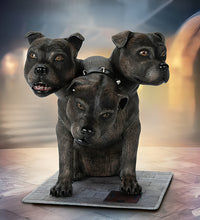 Load image into Gallery viewer, The Ashton-Drake Galleries HOGWARTS™ Most Ferocious Guardians FLUFFY™ Hagrid’s Three-Headed Dog Collector’s Edition Figure with Articulated Heads &amp; Trap Door Mat Officially Licensed 12-inches
