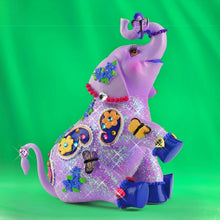 Load image into Gallery viewer, The Bradford Exchange &#39;March of Hope&#39; Love Never Forgets Collection Alzheimer’s Awareness Purple Elephant Figurine with Gemstone Accents Feather Plumes and Lifelike Eyelashes by Margaret Le Van 4-inches
