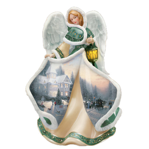The Bradford Exchange Winter Angels of Light Collection Issue #3 Angel of Peace Illuminated Sculpture Art on Porcelain Angel by Thomas Kinkade 8-Inches - RCE Global Solutions