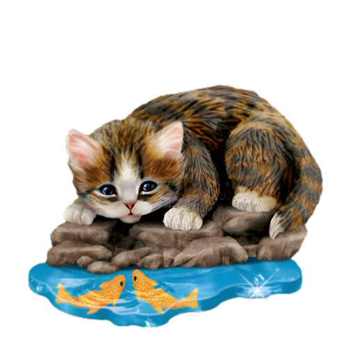 The Hamilton Collection Gone Fishin A Delightful Kitten Figurine Collection Issue #2 3D Sculptural Detail Handcrafted And Hand Painted Figurine by Jurgen Scholz 4-inches - RCE Global Solutions