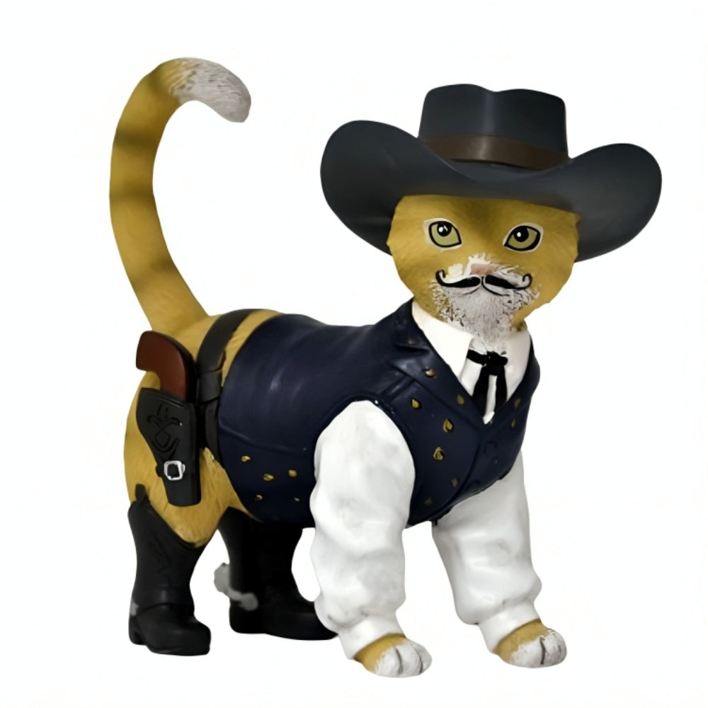 The Hamilton Collection Spurs 'N Fur Kitty Cowboys Figurine Collection Issue #9: Mustached Maverick Cat Exquisitely Sculpted & Delightfully Handpainted Kitten Figurine 5.5-inches