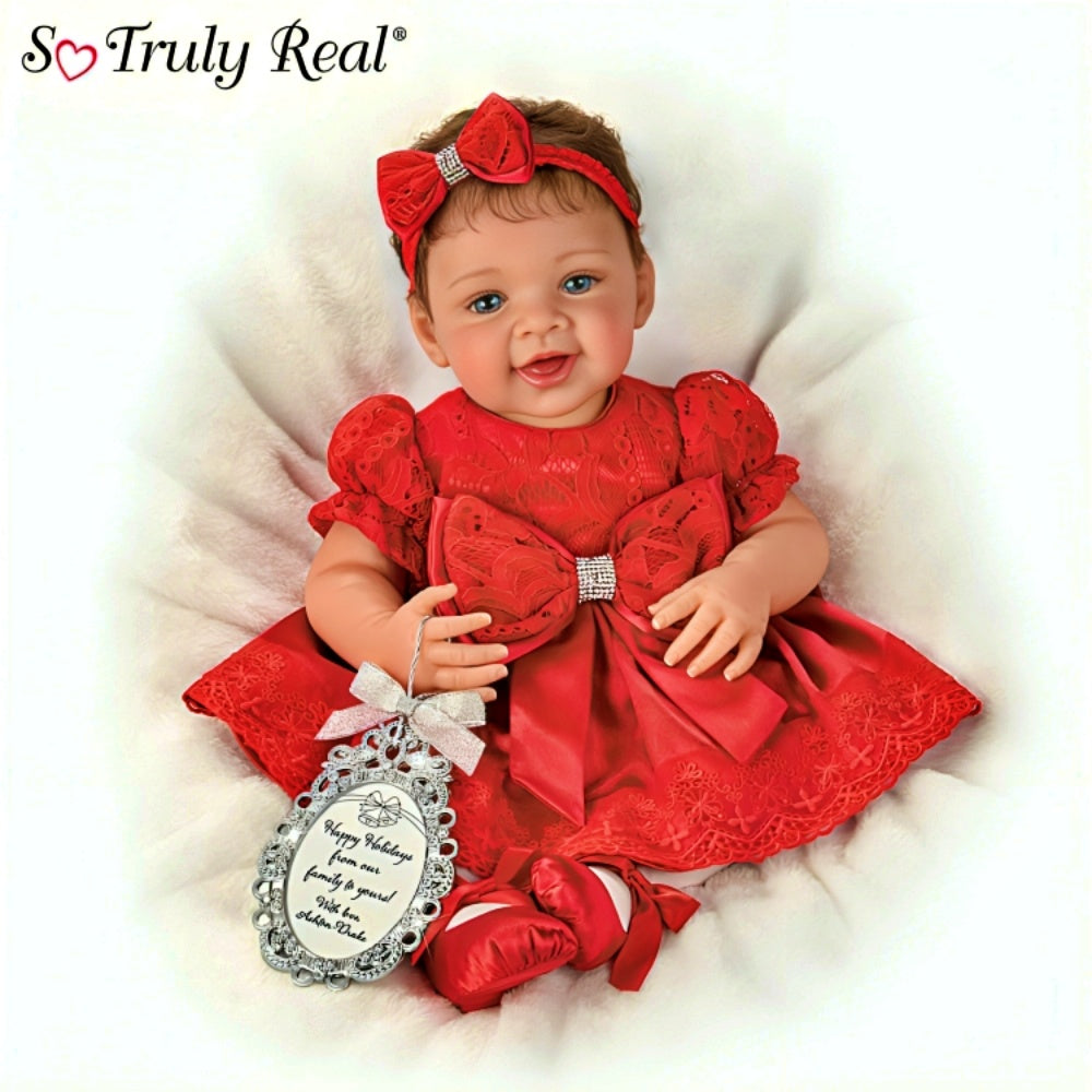 The Ashton-Drake Galleries My First Christmas Baby Doll Collection Issue #1: 'Gianna' Holiday Baby Doll Handcrafted, Realistic with Silver-Toned