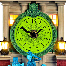 Load image into Gallery viewer, The Bradford Exchange Disney The Haunted Mansion Wall Clock Illuminated Glow-in-the-Dark Timepiece with Madame Leota and Hitchhiking Ghosts 13-inches
