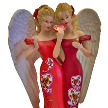 Load image into Gallery viewer, The Hamilton Collection Angelic Sisters of Heartfelt Promises Collection Issue #4 A Sister Is A Gift To The Heart Figurine Hand-Painted Collectible with Glittered Wings and Golden Lantern by Thomas Kinkade 7-inches
