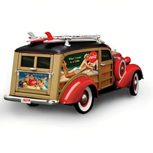 Load image into Gallery viewer, The Hamilton Collection COCA-COLA® Cruising to Refreshment 1937 Studebaker Coke Woody Wagon Sculpture 1:18 Scale Vintage Beach Ride with Surfboards Handcrafted Resin Collectible 10-inches - RCE Global Solutions
