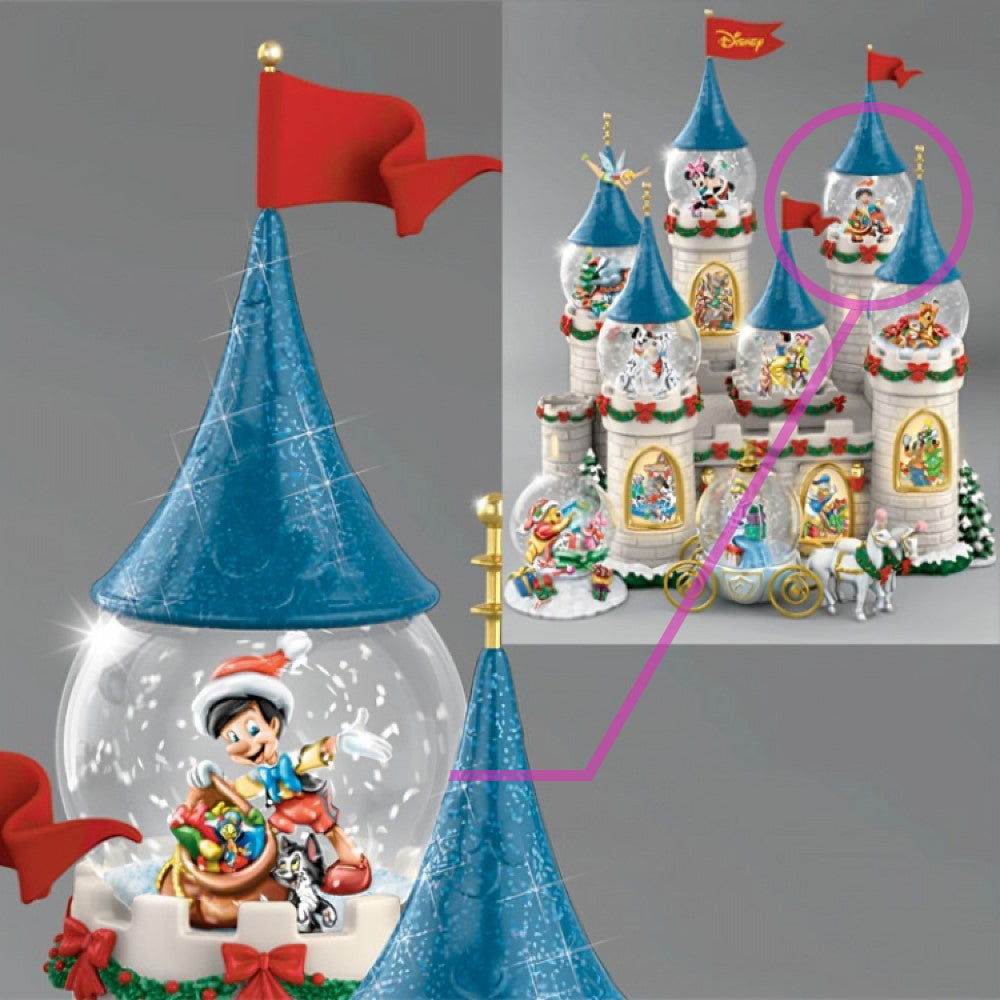 Bradford Exchange Disney Water Globe & Castle - Pinocchio Real Christmas Spirit #6 - RCE Global Solutions