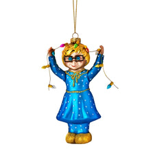 Load image into Gallery viewer, The Ashton-Drake Galleries Mrs. Beasley Glass Ornament Issue #15: Brightening Holiday Mrs. Beasley Blown Glass Christmas Ornament Celebrating 55 Years of &quot;Family Affair&quot; Hand-Painted with Golden Glitter Accents Collector’s Edition 6-Inches
