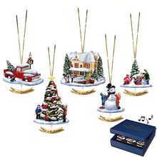 Load image into Gallery viewer, The Bradford Exchange Merriest of Holiday Moments Ornament Collection Issue #1 Set of 5 Unique Ornaments in Custom-Designed Musical Storage Box Handcrafted Christmas Decoration by Thomas Kinkade 4-inches - RCE Global Solutions
