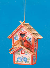 Load image into Gallery viewer, The Bradford Exchange Cozy Cottages Birdhouse Christmas Decor Ornaments Set of 3 with Cardinals, Goldfinches and Chickadees 3.5&quot; - 4&quot; Tall - RCE Global Solutions

