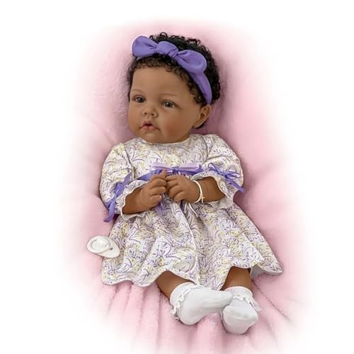 The Ashton-Drake Galleries So Truly Real All God's Grace in One Tiny Face Lifelike Baby Doll with A Cross Bracelet and Featuring A Purple-Accented Dress 20-inches - RCE Global Solutions