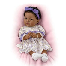 Load image into Gallery viewer, The Ashton-Drake Galleries So Truly Real All God's Grace in One Tiny Face Lifelike Baby Doll with A Cross Bracelet and Featuring A Purple-Accented Dress 20-inches
