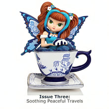 Load image into Gallery viewer, The Hamilton Collection Soothing And Peaceful Travels Blue Willow Romance Teacup Fairy Figurine Collection Handcrafted and Hand-Painted with Cobalt Blue and White Pattern Details Issue #3 by Jasmine Becket-Griffith 5-inches
