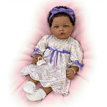 Load image into Gallery viewer, The Ashton-Drake Galleries So Truly Real All God&#39;s Grace in One Tiny Face Lifelike Baby Doll with A Cross Bracelet and Featuring A Purple-Accented Dress 20-inches - RCE Global Solutions
