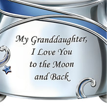 Load image into Gallery viewer, The Bradford Exchange Granddaughter, I Love You To The Moon Musical Glitter Globe Keepsake Plays &quot;Always in My Heart&quot; A Shimmering Tribute to Your Precious Star&quot; 5-Inches - RCE Global Solutions
