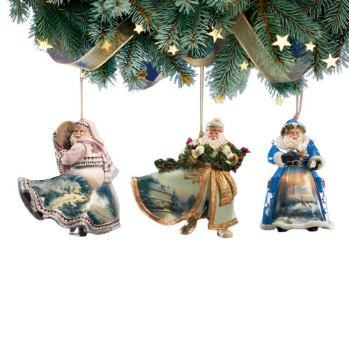 The Ashton-Drake Galleries Victorian Winter Scenes Santas Ornament Collection Issue #2 Painter of Light Artistry Christmas Decoration Set of 3 by Thomas Kinkade 4-inches