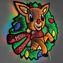 Load image into Gallery viewer, The Bradford Exchange Rudolph The Red-Nosed Reindeer Illuminated Infinity Mirror Light-Up Christmas Wall Decor with LED Tunnel Effect Holiday Display 17-inches
