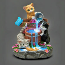 Load image into Gallery viewer, The Bradford Exchange Playful Paws Collection Whiskers and Waterfalls Cat Sculpture with LED-Lit Crystalline Water Hand-Painted Resin 8-inches
