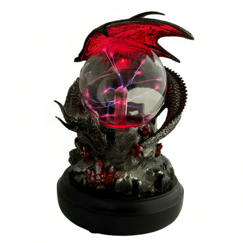 The Bradford Exchange Fiery Sentinel Protectors of the Realm Intricately Detailed Dragon Sculpture Issue #2 Features Light Up Plasma Ball Globe Responds to Touch with Sparkling Faux Crystals 7-Inches - RCE Global Solutions