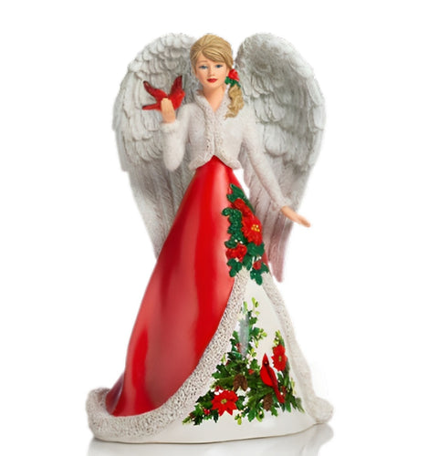 The Hamilton Collection Decadent Holly Angels of Comfort and Joy Figurine Collection Issue #2 Hand Painted Hand Crafted with Sparkling Glitter & Floral Accents Christmas Decoration Elegant Angel Figurine 7.5-inches - RCE Global Solutions