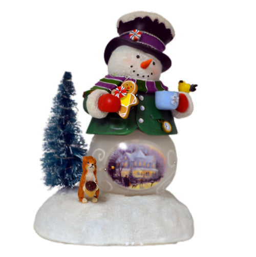 The Bradford Exchange Christmas Eve Celebration Snow Wonderful Snowman Collection Issue #3 Hand Painted Elegance With Light Music And Enchanting Details Christmas Decoration Figurine by Thomas Kinkade 7.75-inches