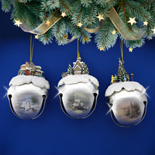 Load image into Gallery viewer, The Ashton-Drake Galleries Winter Sleigh Bells #6 Ornament Collection Set of 3 Christmas Decoration by Thomas Kinkade 3-inches - RCE Global Solutions
