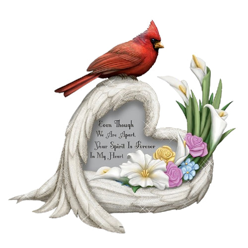 The Hamilton Collection On Angels Wings Figurine Issue #1 Even Though We Are Apart Your Spirit Is In My Heart Cardinal Figurine with Heart-Shaped Angel Wings Handcrafted Bereavement Keepsake by Blake Jensen 5-inches - RCE Global Solutions