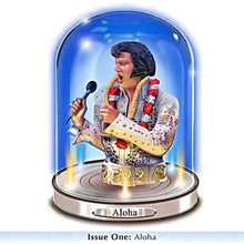 Load image into Gallery viewer, The Bradford Exchange Timeless Legend Sculpture Collection Issue #1: ALOHA Elvis Presley Handcrafted Glass Dome Sculpture in Bejeweled Jumpsuit with Illuminating Base 7-inches - RCE Global Solutions
