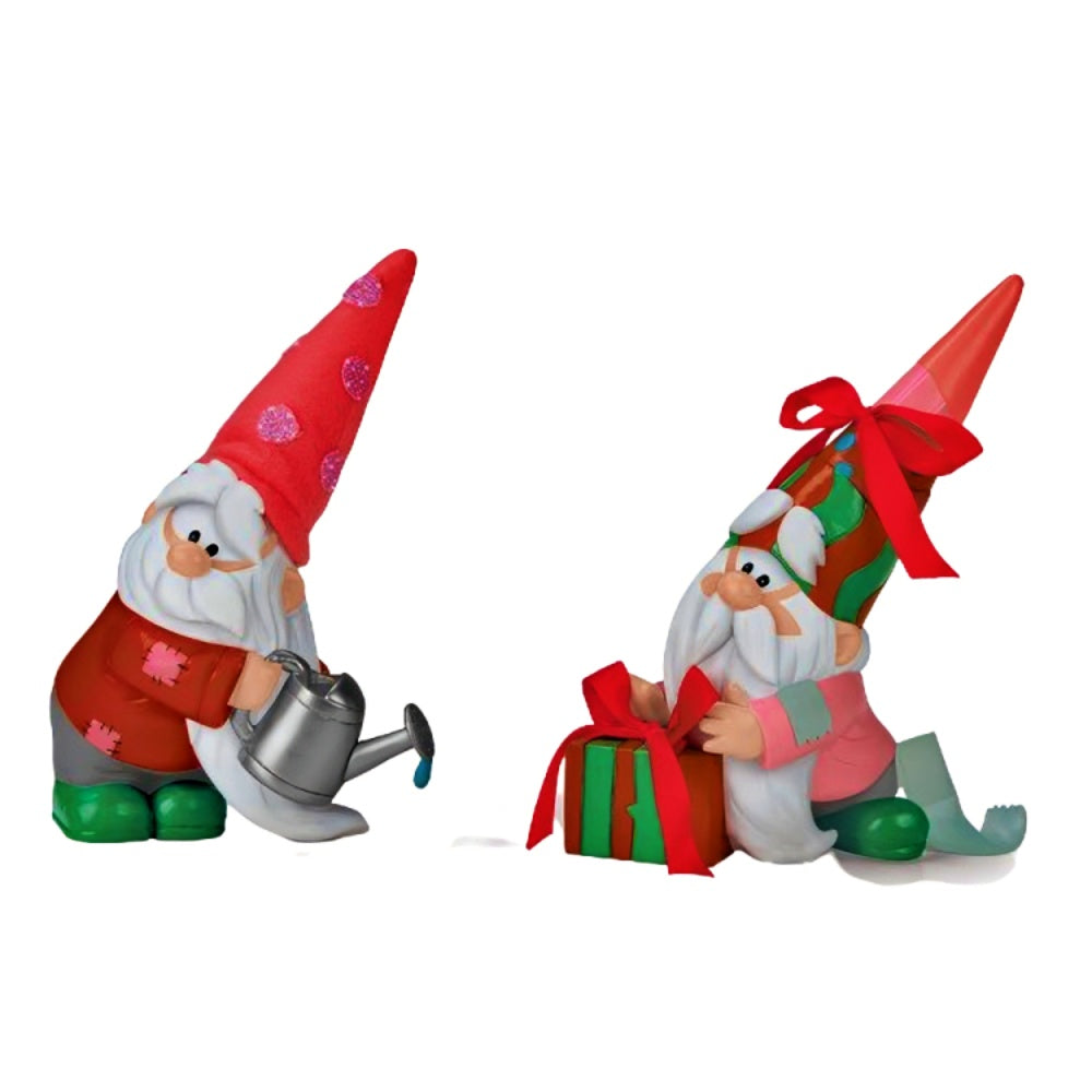 The Ashton-Drake Galleries The Christmas Tree Gnome Figure Collection Issue #3: Lumen and Twinkle Toes Handcrafted Resin Gnomes with Story Cards & Fabric Accents Christmas Decoration 4-Inches