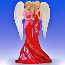 Load image into Gallery viewer, The Hamilton Collection Angelic Sisters of Heartfelt Promises Collection Issue #5 Sisters Are Forever Bonded Heart And Soul Figurine Hand-Painted Collectible with Glittered Wings and Golden Lantern by Thomas Kinkade 7-inches
