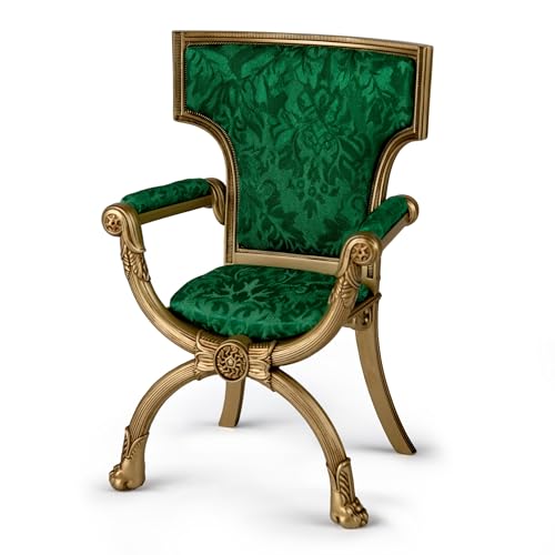 The Ashton-Drake Galleries Queen Elizabeth II Portrait Doll Chair Accessory, Green Satin Drawing Room Throne, Windsor Castle Replica - RCE Global Solutions