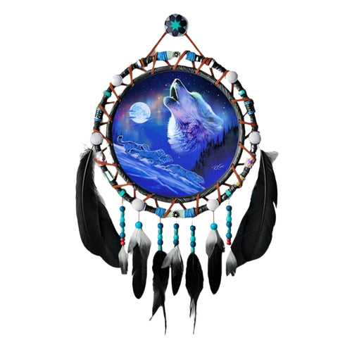 The Bradford Exchange Sacred Spirits Dreamcatcher Collection Issue #6: 'Midnight Chorus' Glow-in-the-Dark Dreamcatcher with Handcrafted Frame and Beads by Robin Koni 8.25-Inches - RCE Global Solutions