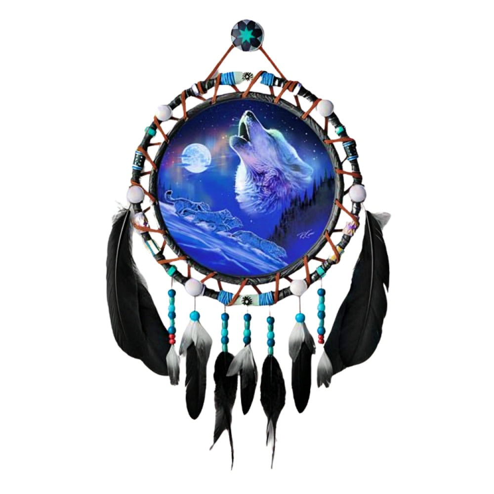 The Bradford Exchange Sacred Spirits Dreamcatcher Collection Issue #6: 'Midnight Chorus' Glow-in-the-Dark Dreamcatcher with Handcrafted Frame and Beads by Robin Koni 8.25-Inches - RCE Global Solutions