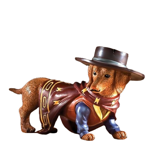 The Hamilton Collection A Paw-Fect Hero Spurs N Fur Cowboy Dachshund Dog Figurine Collection Issue #3 Hand Crafted and Hand Painted with Charming Details 4-inches