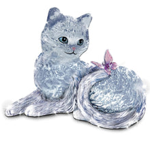 Load image into Gallery viewer, The Bradford Exchange Smitten Kitten Crystal Figurine with Art Glass Butterfly Collectible Handcrafted with Genuine Crystal and Glitter Accents Adorable Kitten and Butterfly Figurine Limited Edition Cat Lovers Gift 4.5-inches - RCE Global Solutions

