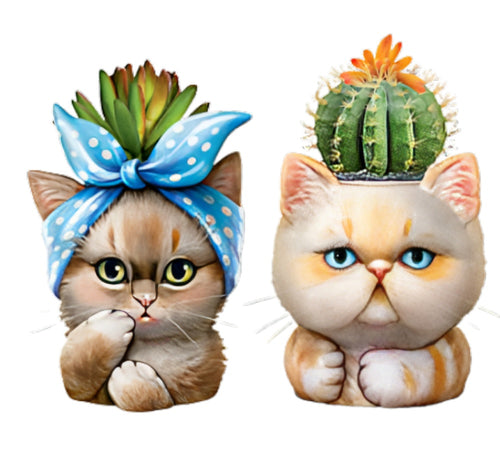 The Bradford Exchange Rosie And Big Boi Purr-fect Planters Sculpture Collection Issue #1 Purr fectly AdorableThe Cat tastic Succulent Hand Painted & Realistic Sculpture by Kayomi Harai 4.25-inches - RCE Global Solutions