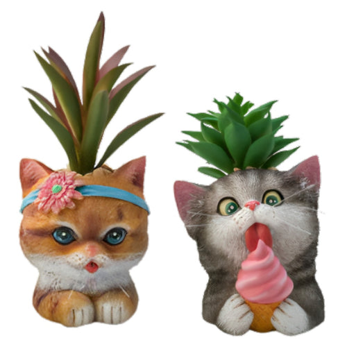 The Bradford Exchange SweetPea And Loki Purr-fect Planters Sculpture Collection Issue #3 Purr fectly AdorableThe Cat tastic Succulent Hand Painted & Realistic Sculpture by Kayomi Harai 4.25-inches - RCE Global Solutions