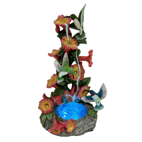 The Bradford Exchange Magical Morning Hummingbird Garden Sculpture Collection Issue #3 Handcrafted Resin LED-Lit Cascading Waterfall and Expertly Painted Jewel-Toned Birds Illuminated Lifelike Garden Settings 8