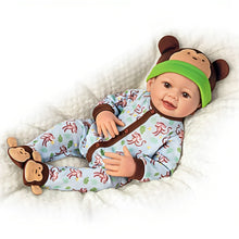 Load image into Gallery viewer, The Ashton-Drake Galleries Lucas Monkey-Themed Lifelike Baby Doll RealTouch® Vinyl Poseable Weighted Cloth Body Hand-rooted Hair by Linda Murray 18-inches - RCE Global Solutions
