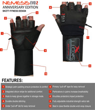 Load image into Gallery viewer, Skott Nemesis X Weightlifting Gloves Gym Gloves with Extended Wrist Wrap Support, Durable Grip and Breathable Design for Training, Fitness &amp; Bodybuilding Unisex
