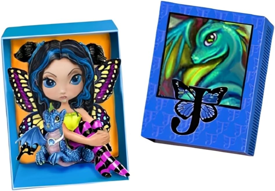 The Ashton - Drake Galleries Sapphire Dragon Fairy Figurine Doll with Matchbox Home from the Dragonling Darlings Collection by Jasmine Becket-Griffith 3