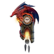 Load image into Gallery viewer, The Bradford Exchange Sculptural Dragon Wall Clock with Gothic Cathedral Case Lights Up and Roars - RCE Global Solutions
