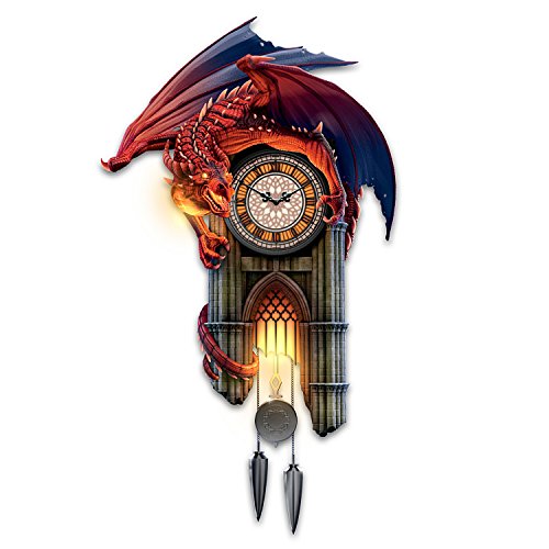 The Bradford Exchange Sculptural Dragon Wall Clock with Gothic Cathedral Case Lights Up and Roars - RCE Global Solutions