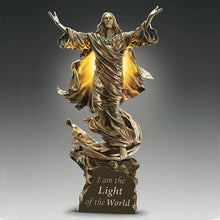 Load image into Gallery viewer, The Bradford Exchange Light of The World Religious Illuminated Cold-Cast Bronze Jesus Sculpture 11&quot;-Inches
