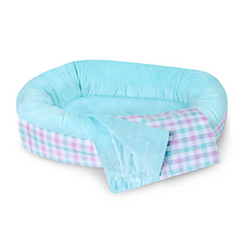 Load image into Gallery viewer, The Ashton-Drake Galleries Reversible Solid &amp; Plaid Bassinet Baby Doll Accessory with A Matching Blanket - RCE Global Solutions
