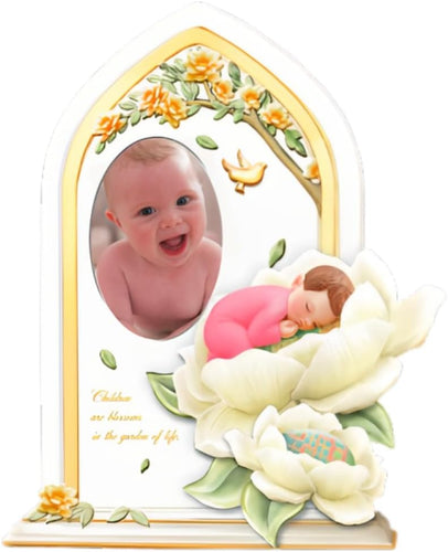 The Bradford Exchange Little Blessings Baby Girl Photo Frame Issue #2 Adorable Design with a Loving Message Children Are Blossoms in the Garden of Life 7.5-inches - RCE Global Solutions